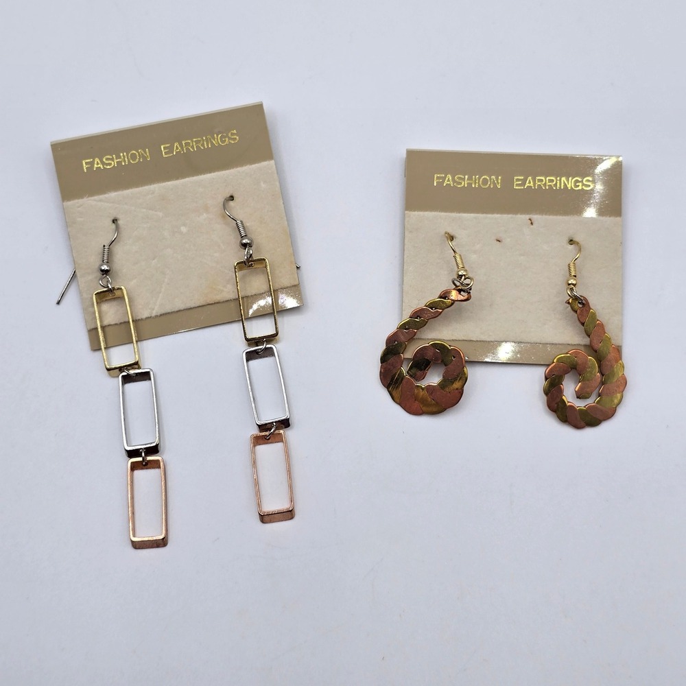 Vintage‎ Mixed Metal Dangle Earrings Bundle Multi Color Geometric Boho